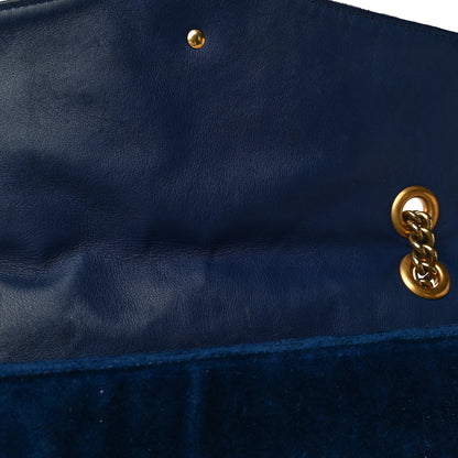 Gucci Velvet Matelasse Medium GG Marmont Shoulder Bag Cobalt Blue 22 of 24