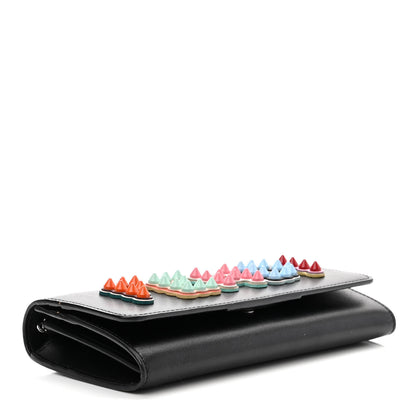 Fendi Vitello Liberty Fun Fair Studded Continental Wallet On Chain Black Multicolor 4 of 11
