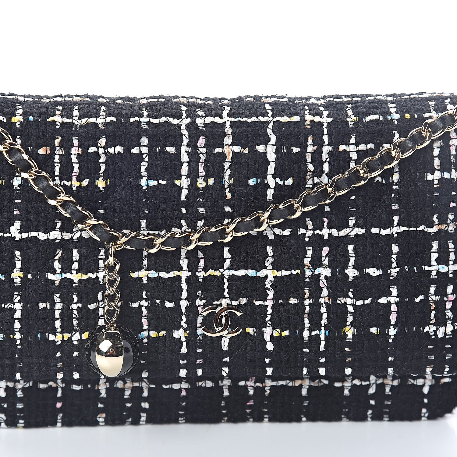 Chanel Tweed Wallet On Chain WOC Black 11 of 12