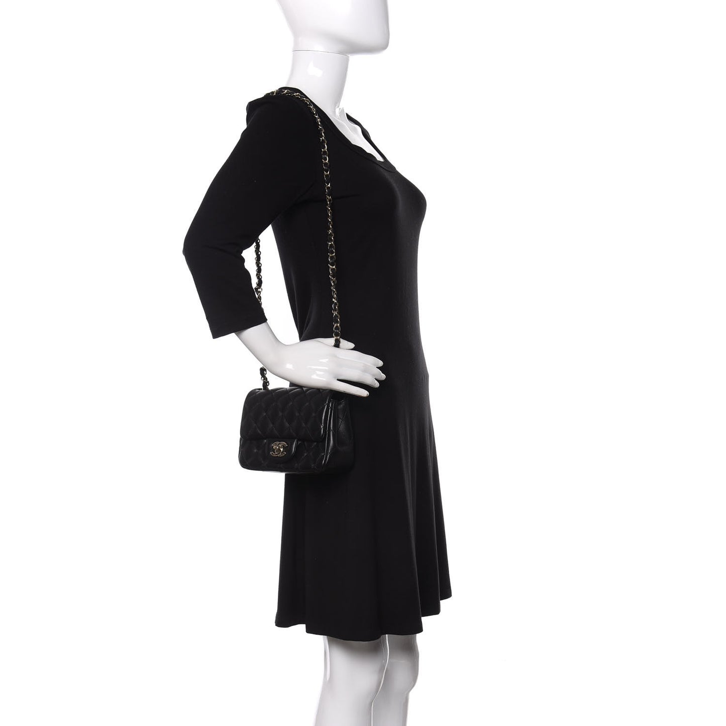 Lambskin Quilted Mini Square Flap Black