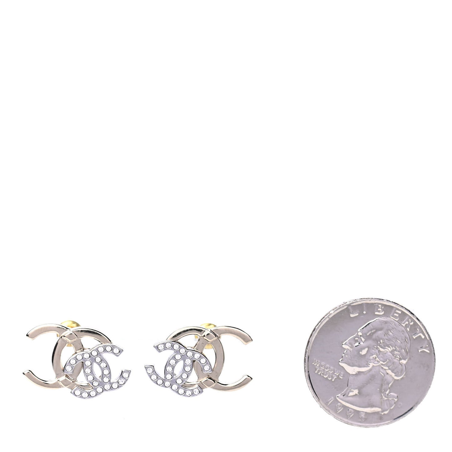 Crystal Double CC Earrings Gold Silver