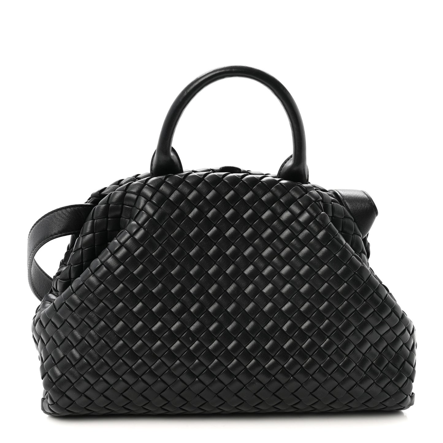 Nappa Intrecciato Padded Small The Top Handle Tote Bag Black