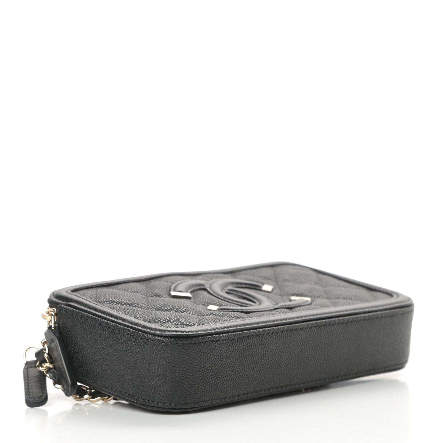 Caviar Quilted CC Filigree Clutch With Chain Black