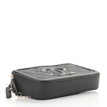 Chanel Caviar Quilted CC Filigree Clutch With Chain Black 4 of 13