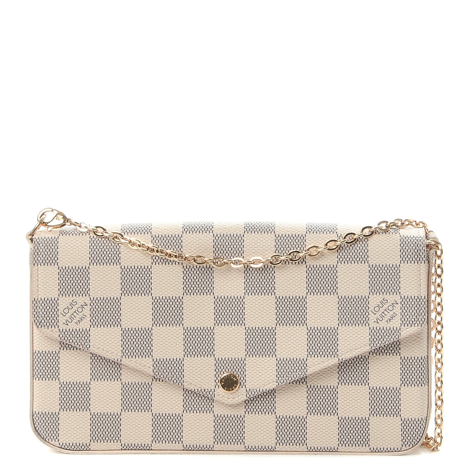 Louis Vuitton Damier Azur Pochette Felicie Chain Wallet Rose Ballerine 1 of 8