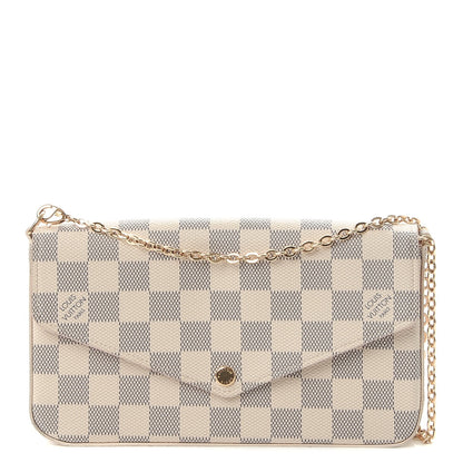 Louis Vuitton Damier Azur Pochette Felicie Chain Wallet Rose Ballerine 1 of 8