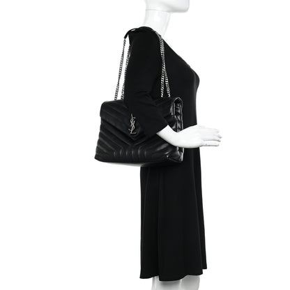 Saint Laurent Calfskin Y Quilted Monogram Medium Loulou Chain Satchel Black 2 of 11