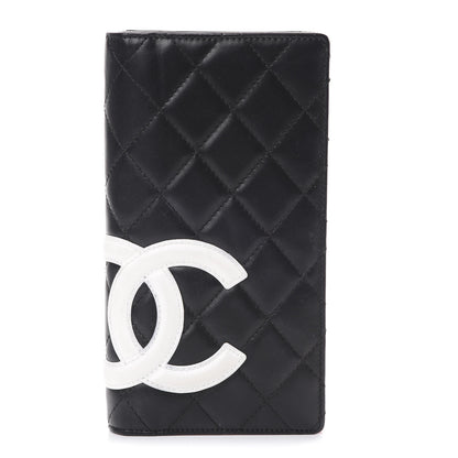 Chanel Calfskin Quilted Cambon Yen Wallet Black White 1 of 9