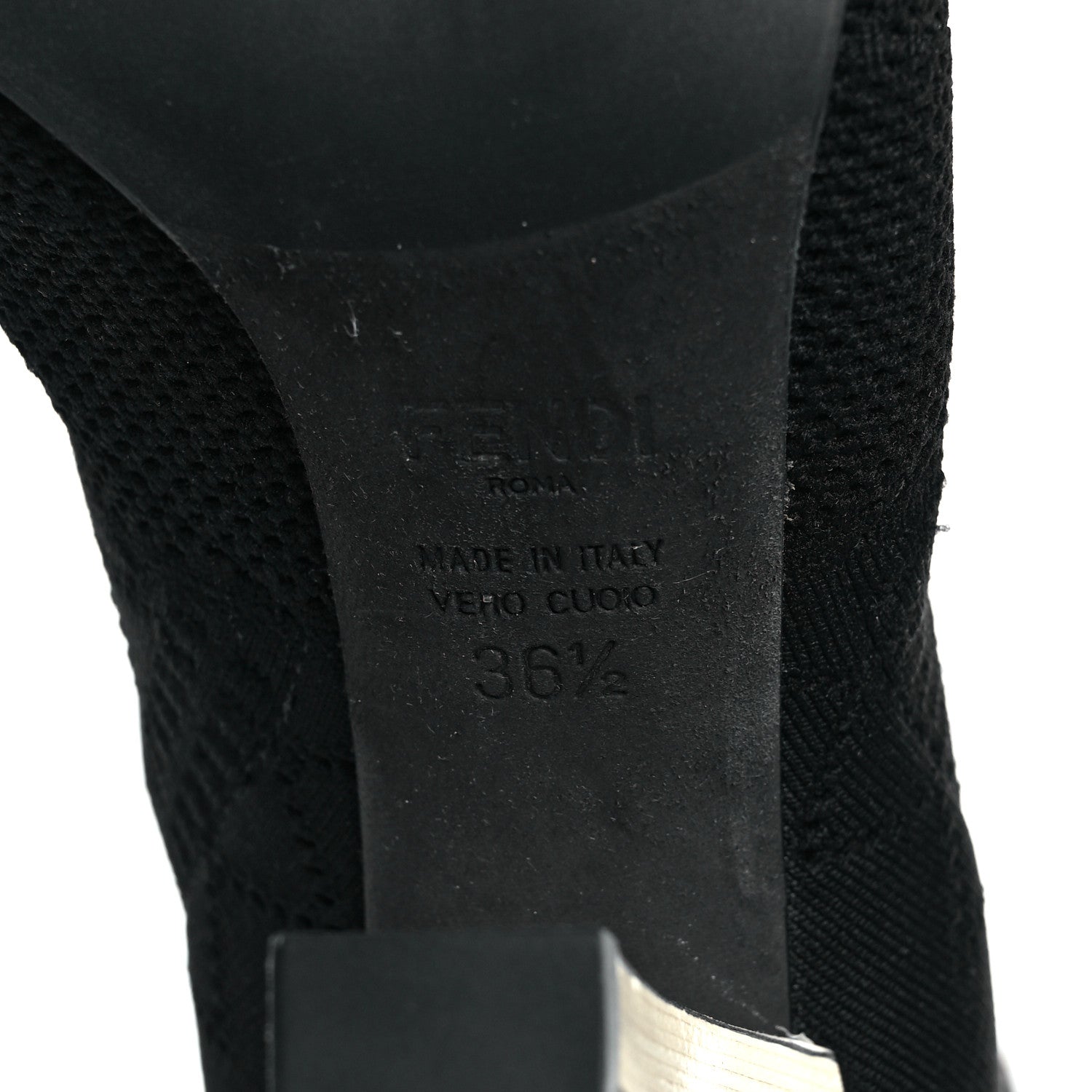 Fendi Stretch Fabric FF Reloaded Openwork Rockoko Sock Boots 36.5 Black Tobacco Marino 6 of 7
