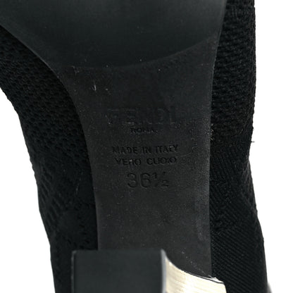 Fendi Stretch Fabric FF Reloaded Openwork Rockoko Sock Boots 36.5 Black Tobacco Marino 6 of 7