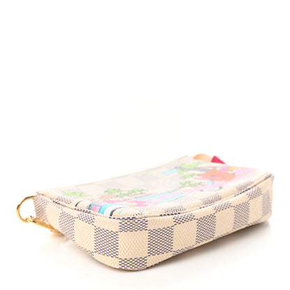 Louis Vuitton Damier Azur 2021 Christmas Animation Hollywood Mini Pochette Accessories Fuchsia 4 of 8