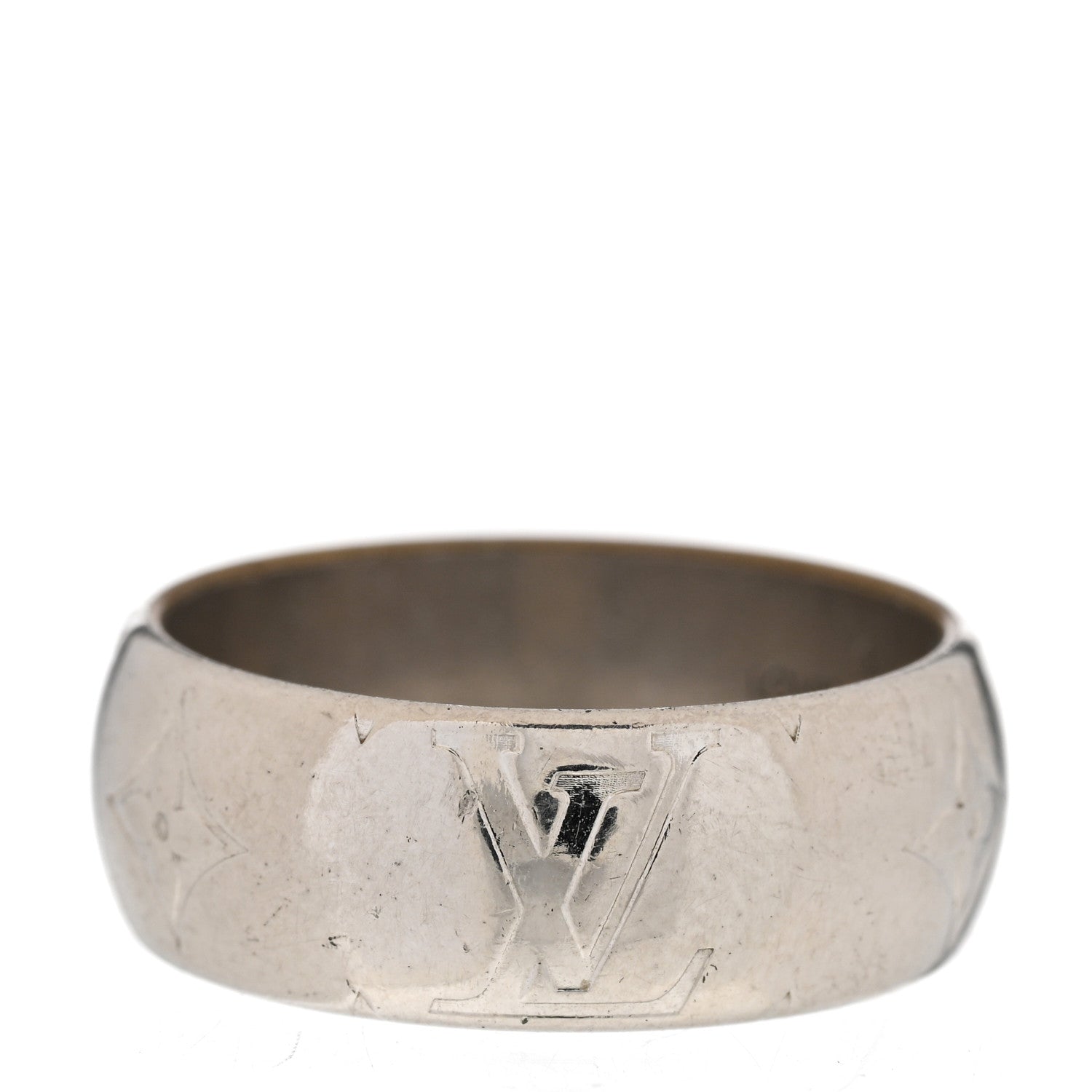 Louis Vuitton Zamac Palladium Monogram Ring M 60 9 Silver 1 of 6