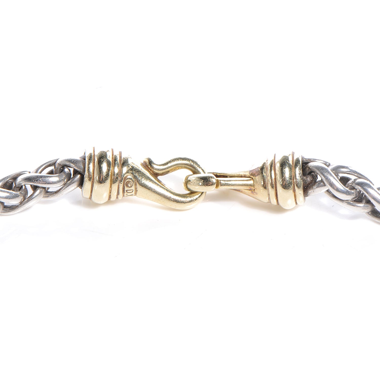 David Yurman 18K Gold Sterling Silver Wheat Necklace 4 of 5