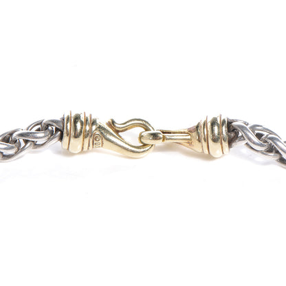 David Yurman 18K Gold Sterling Silver Wheat Necklace 4 of 5