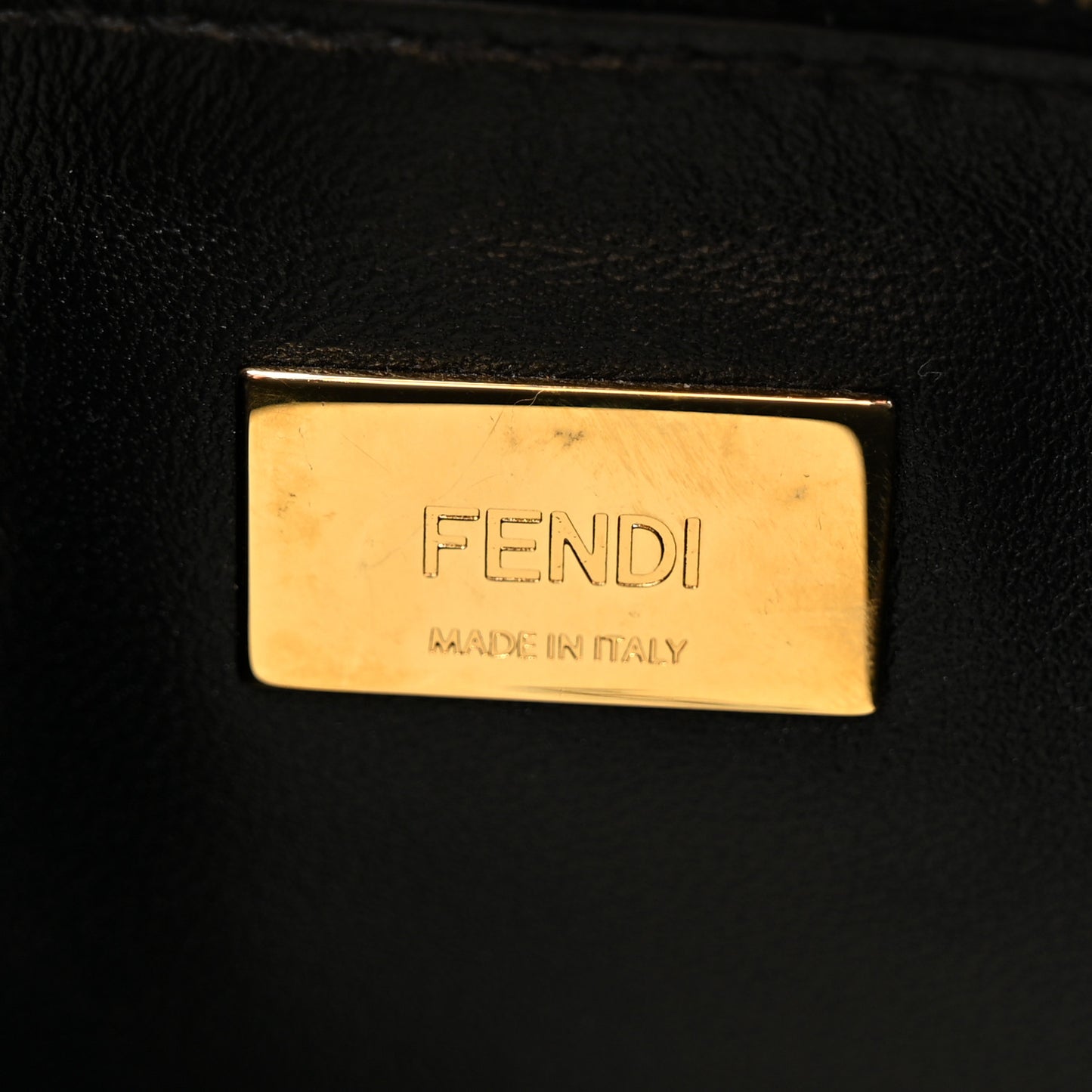 Shearling Nappa Macro FF 1974 Mini Peekaboo Iconic Satchel Tobacco Black