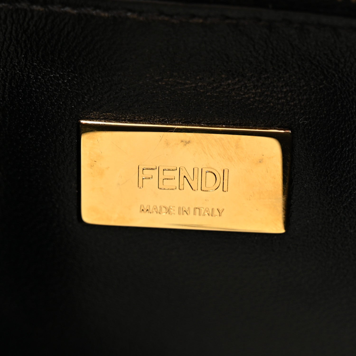 Fendi Shearling Nappa Macro FF 1974 Mini Peekaboo Iconic Satchel Tobacco Black 7 of 11
