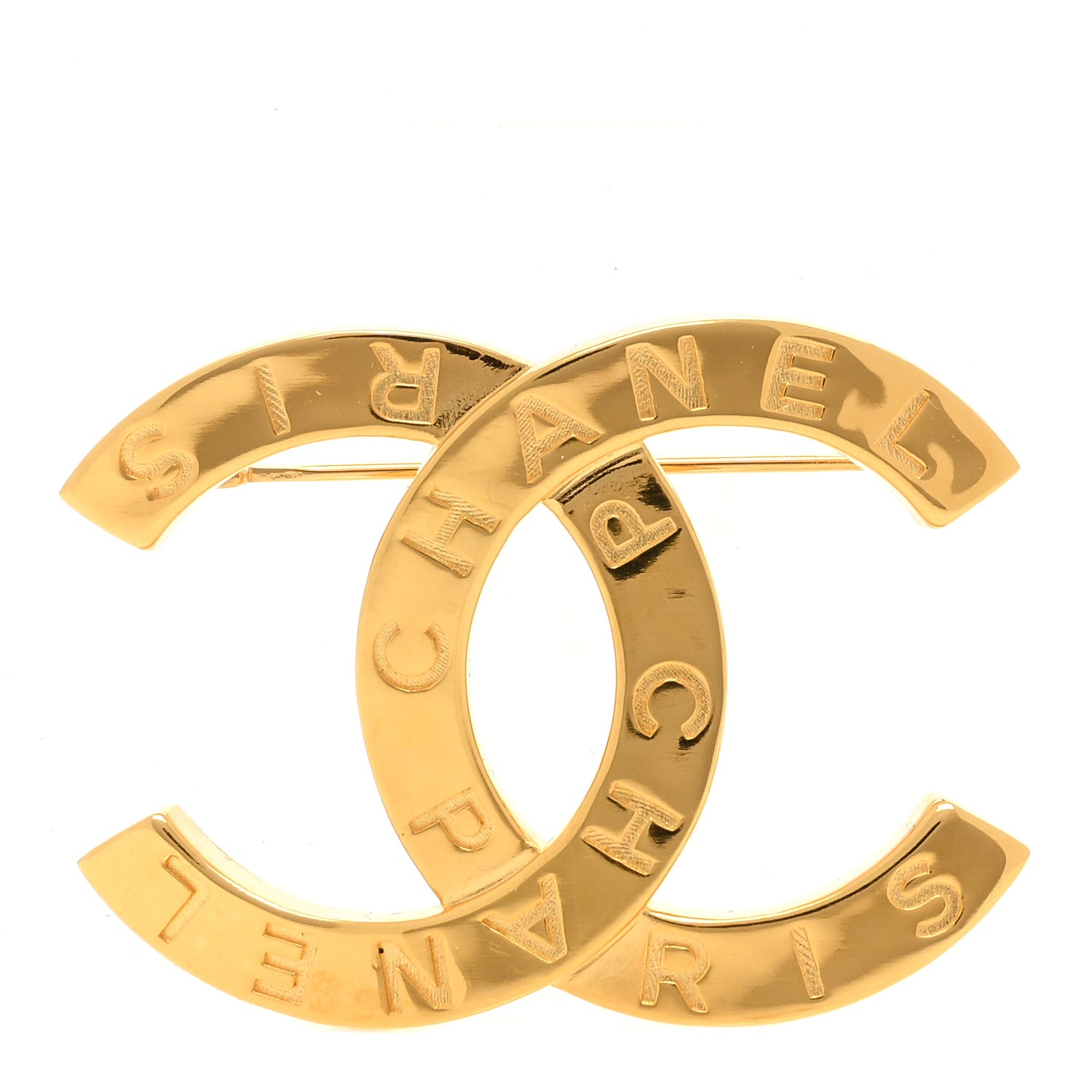 Chanel Metal Paris Button CC Large Brooch Gold 1 of 4