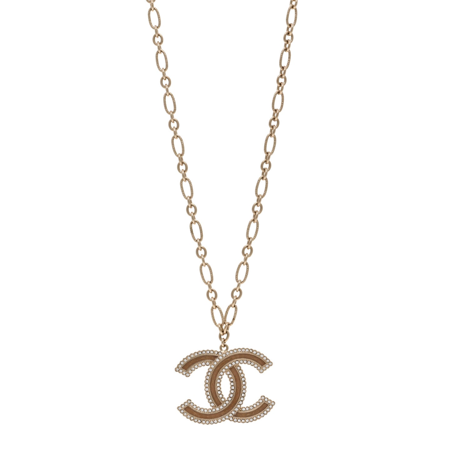 Crystal Glass CC Necklace Light Gold