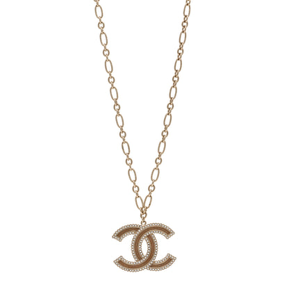 Chanel Crystal Glass CC Necklace Light Gold 1 of 7