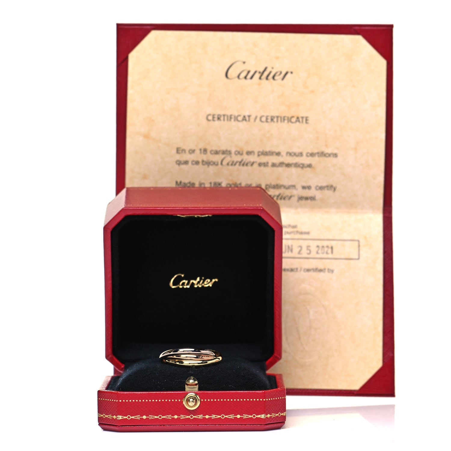 Cartier 18K Pink Yellow White Gold Small Trinity Ring 62 10 5 of 5