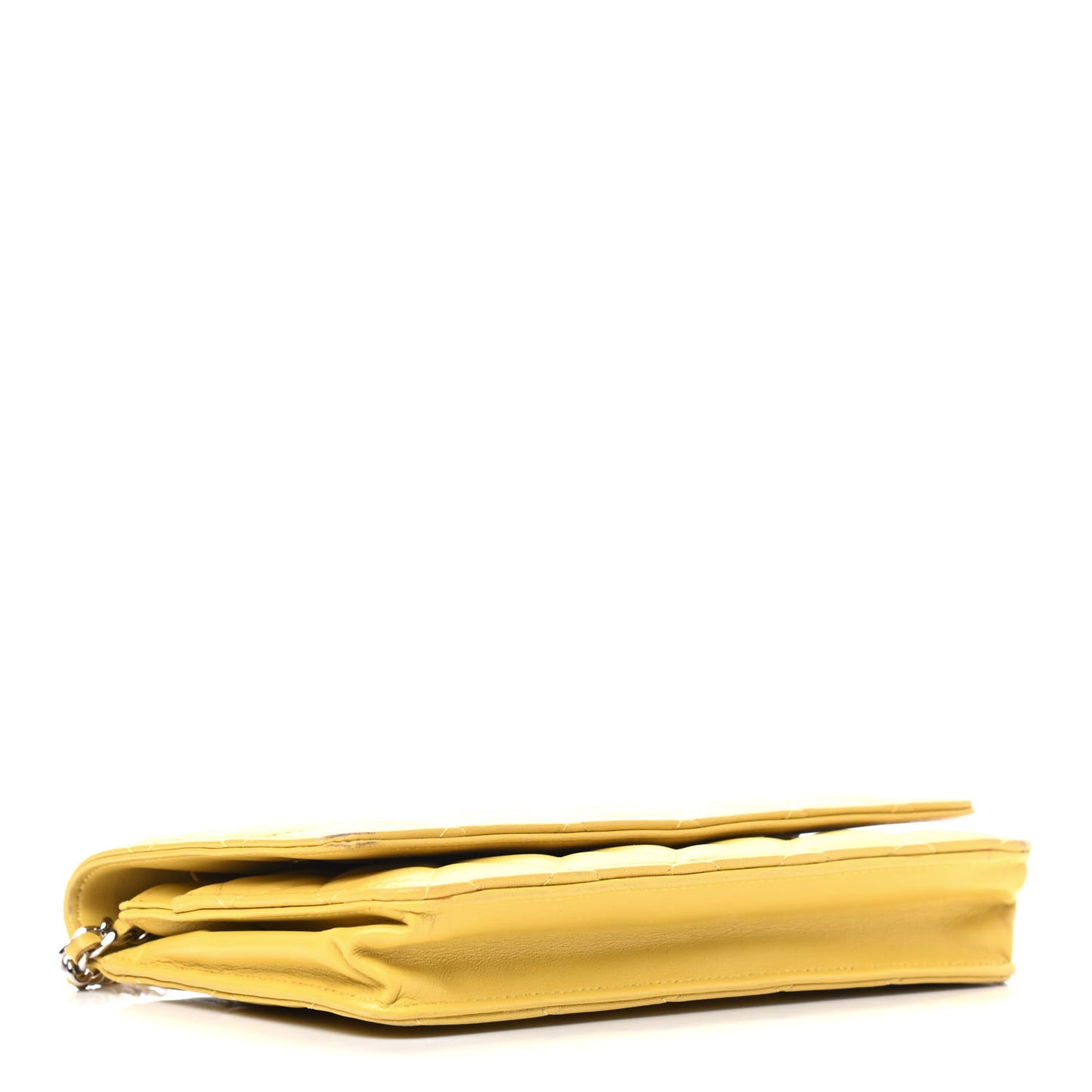 Lambskin Quilted Wallet on Chain WOC Yellow