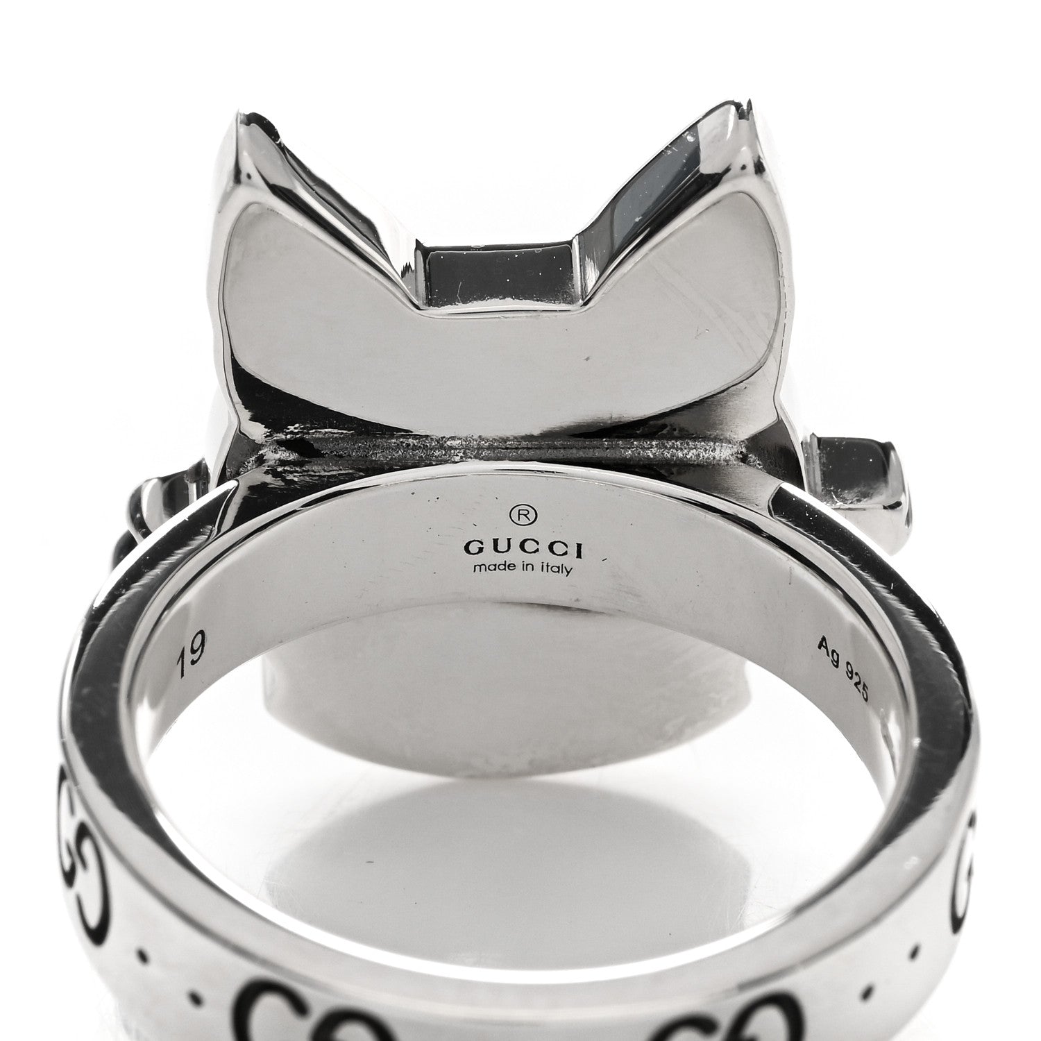 Gucci Sterling Silver Enamel Bosco Ring 59 8.75 3 of 4