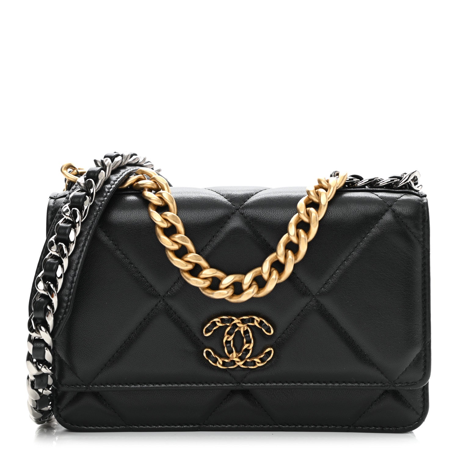 Chanel Lambskin Quilted Chanel 19 Wallet On Chain WOC Black 1 of 13