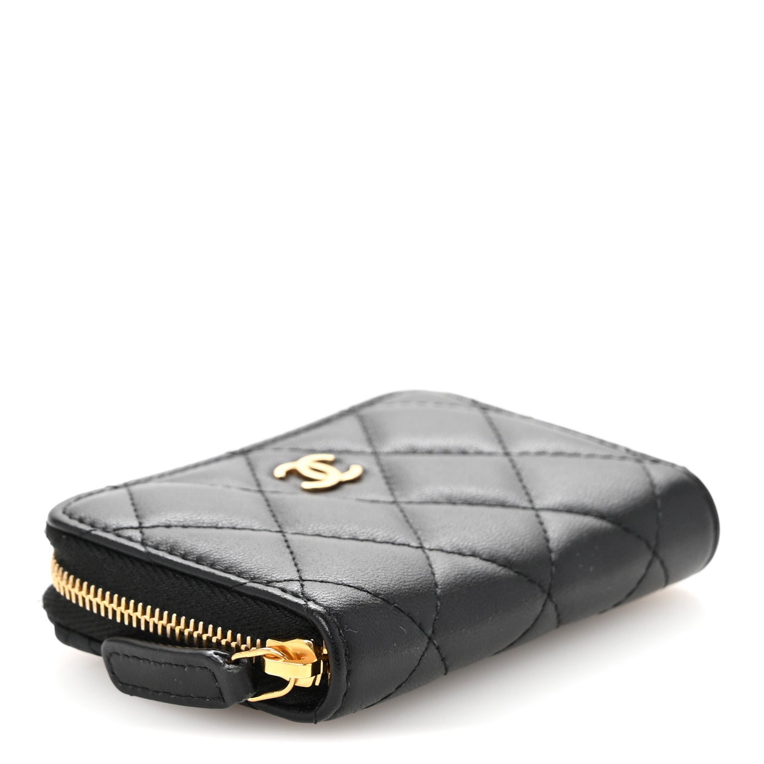 Chanel Lambskin Quilted Zip Coin Purse Black 4 of 9