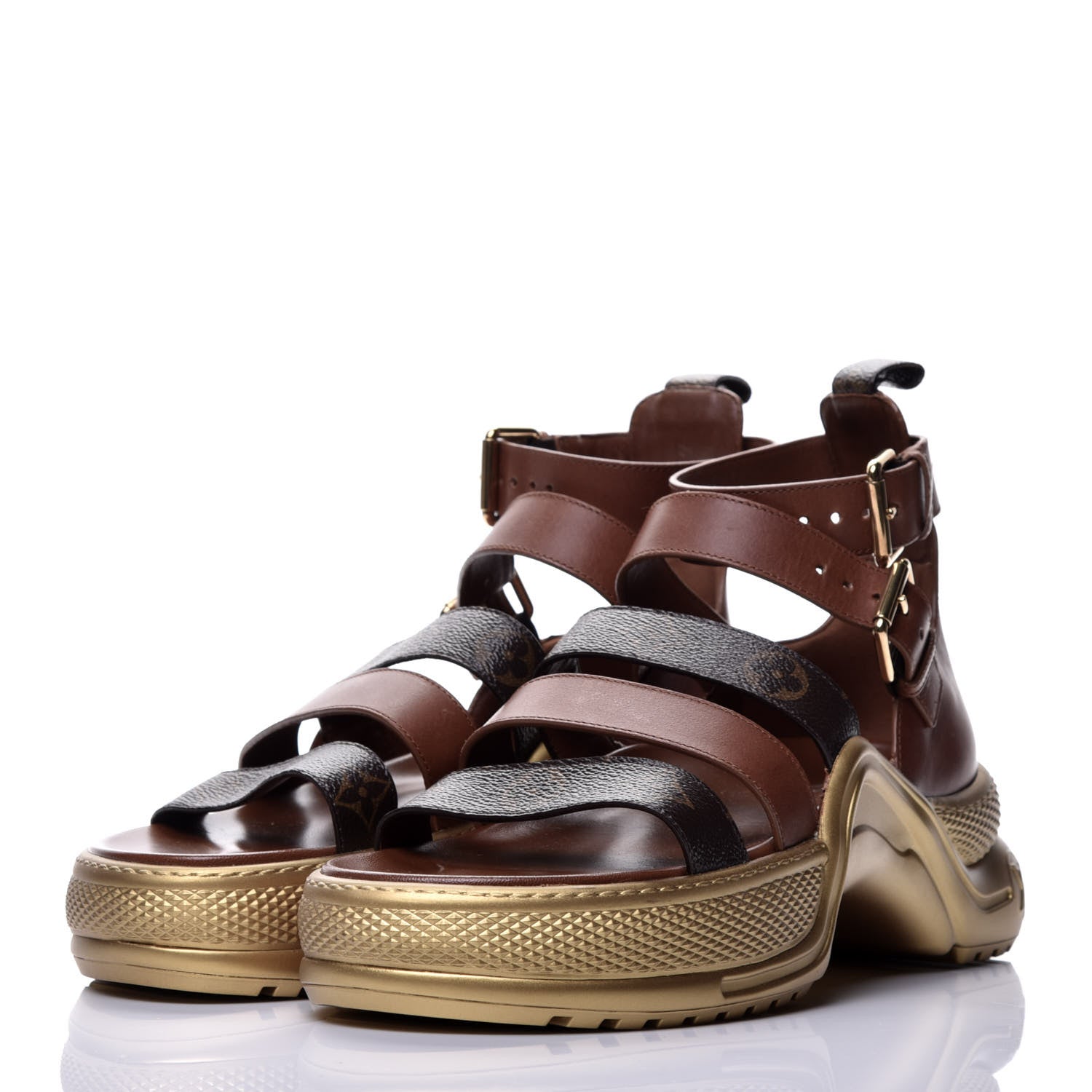 Louis Vuitton Calfskin Monogram LV Archlight Sandal 41 Gold 3 of 7