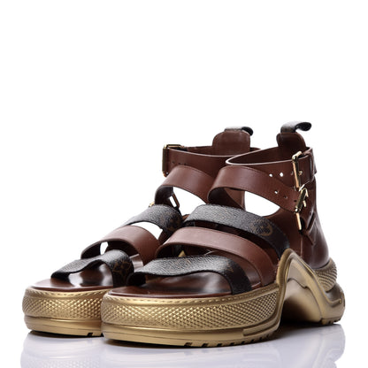Louis Vuitton Calfskin Monogram LV Archlight Sandal 41 Gold 3 of 7