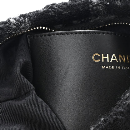 Chanel Cashmere Tweed Quilted CC Links Hobo Black Grey 11 of 12