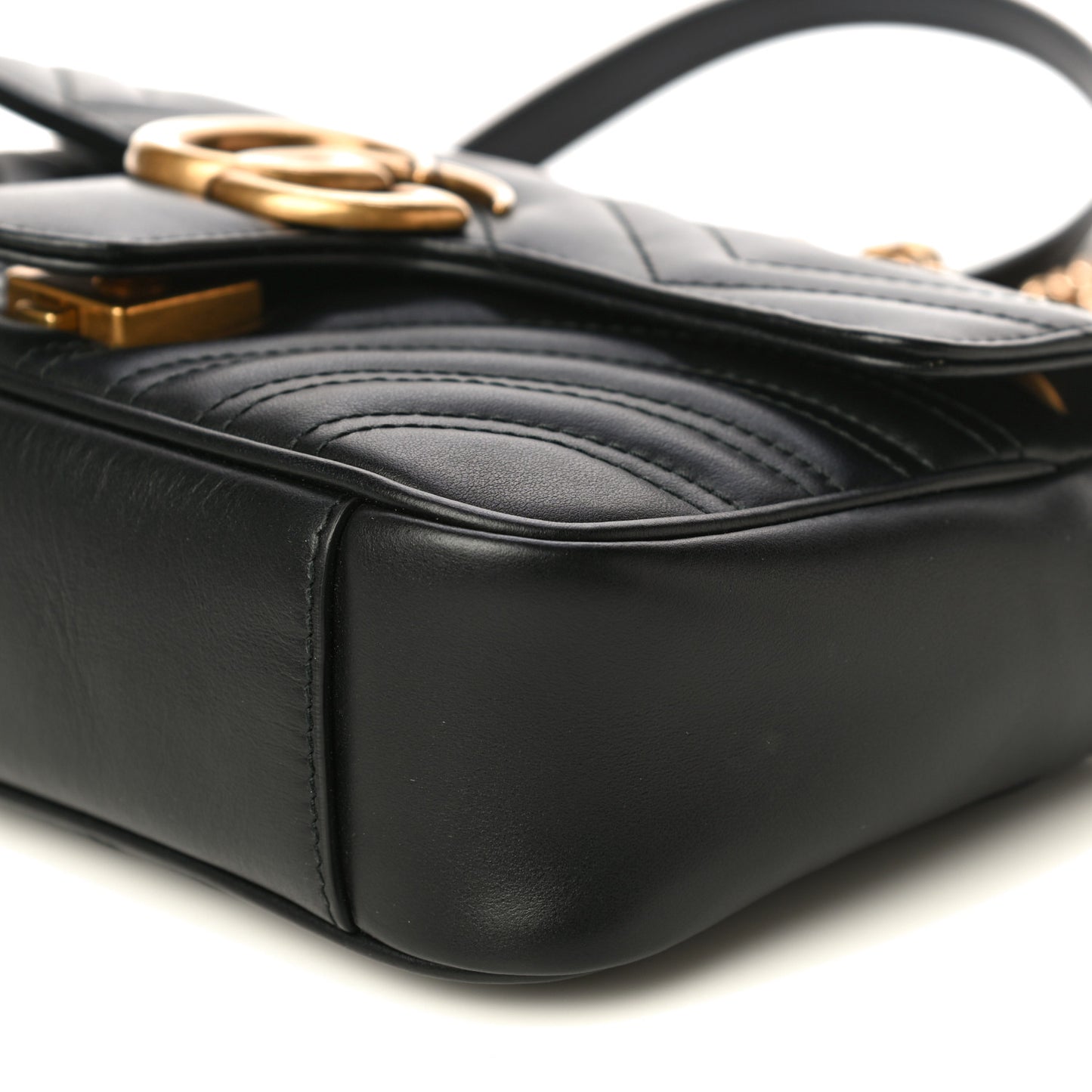 Calfskin Matelasse Mini GG Marmont Shoulder Bag Black