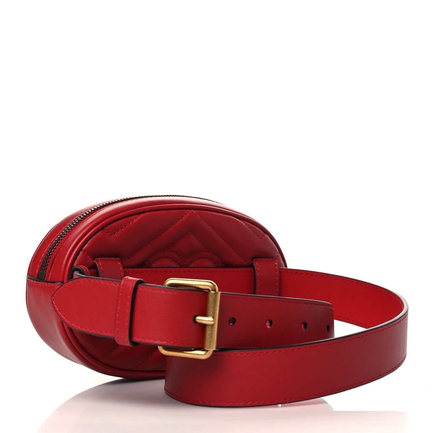 Gucci Calfskin Matelasse GG Marmont Belt Bag 85 34 Hibiscus Red 3 of 7