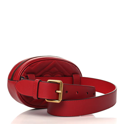 Gucci Calfskin Matelasse GG Marmont Belt Bag 85 34 Hibiscus Red 3 of 7