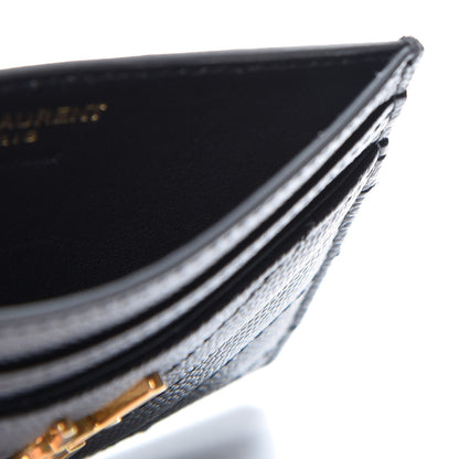 Saint Laurent Grain De Poudre Matelasse Chevron Monogram Credit Card Case Black 4 of 9