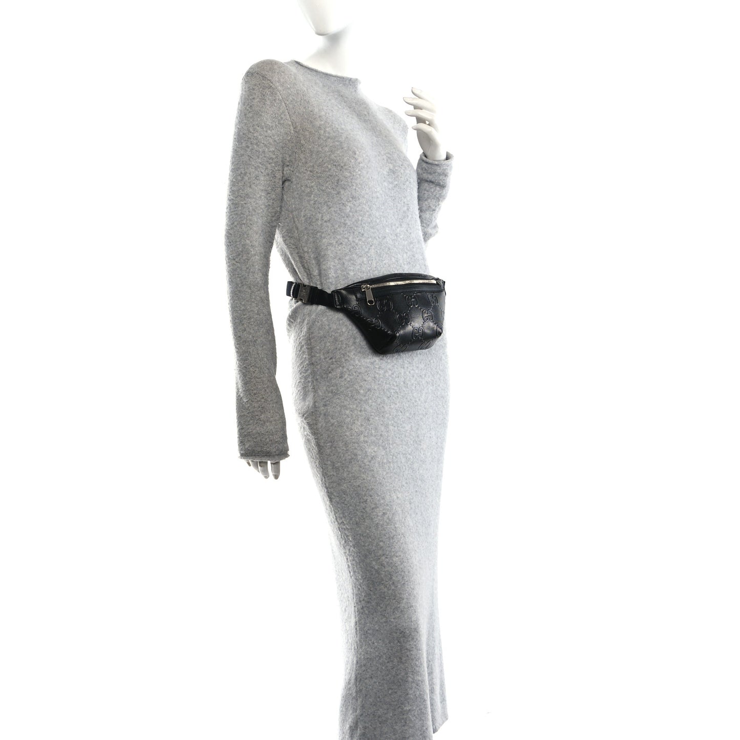 Calfskin GG Tennis Embossed Belt Bag Black