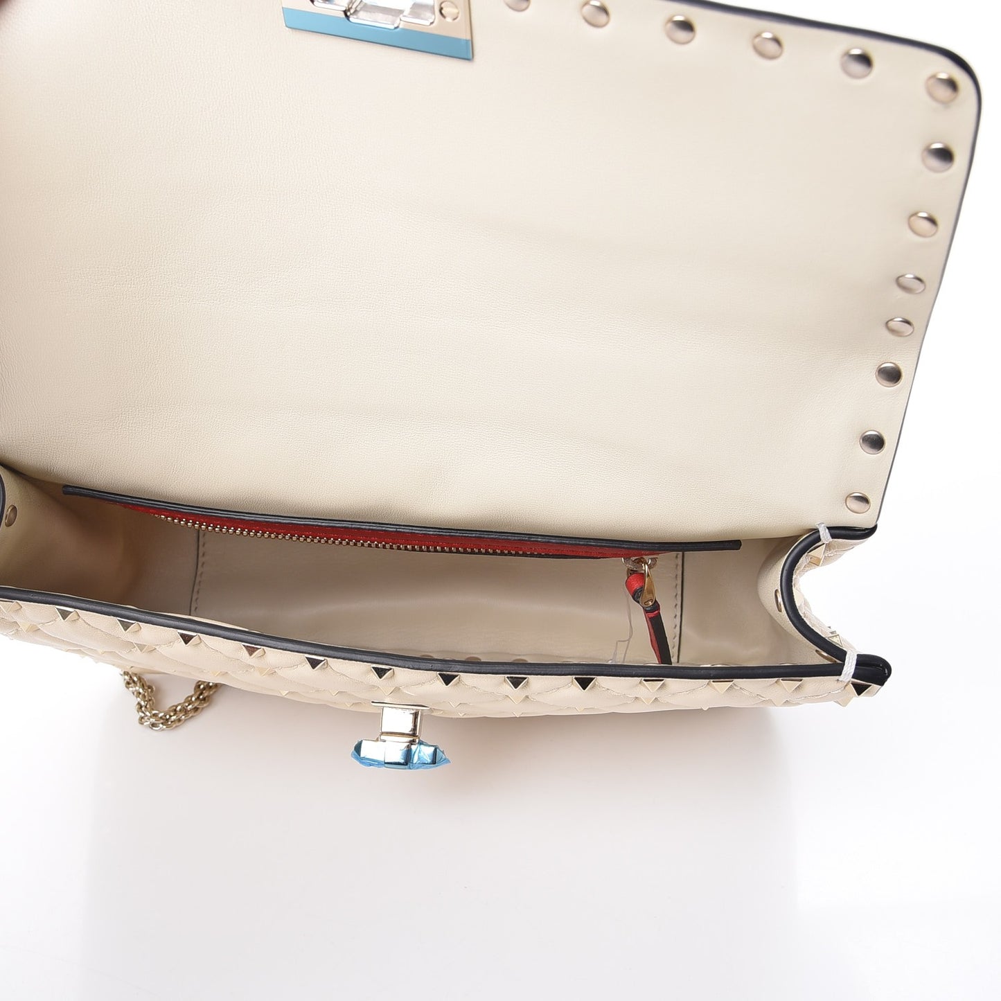 Nappa Medium Rockstud Spike Shoulder Bag Light Ivory
