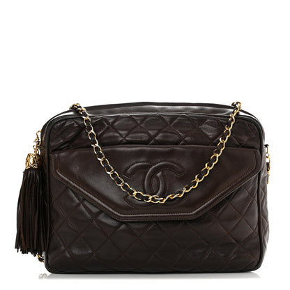 Chanel Lambskin Quilted Tassel Camera Case Brown 1 of 10