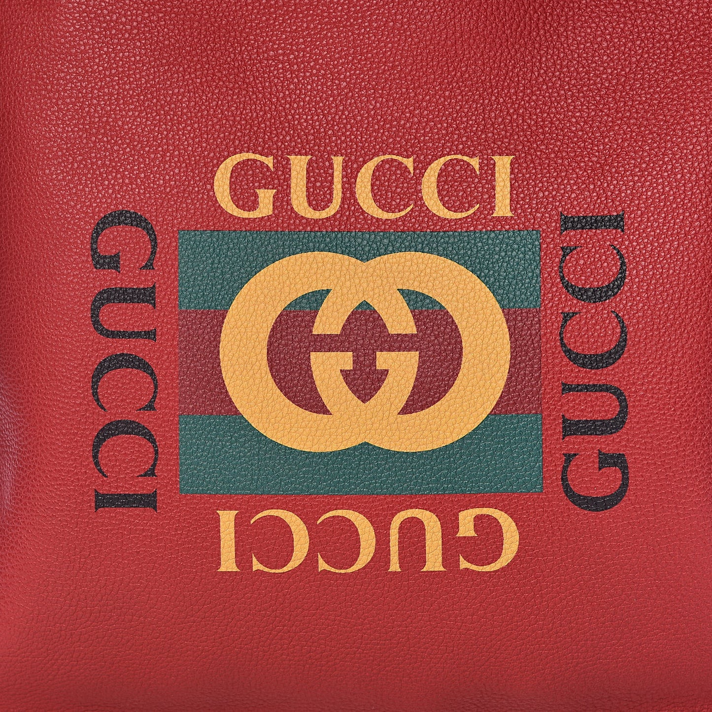Calfskin Mens Logo Drawstring Backpack Red