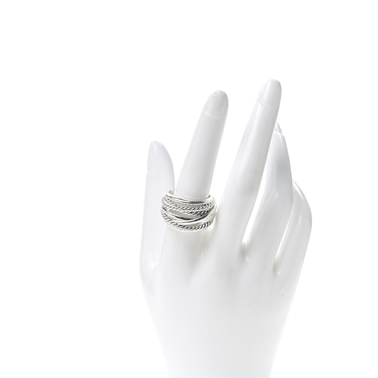 Sterling Silver 18mm Wide Crossover Cable Ring 60 9