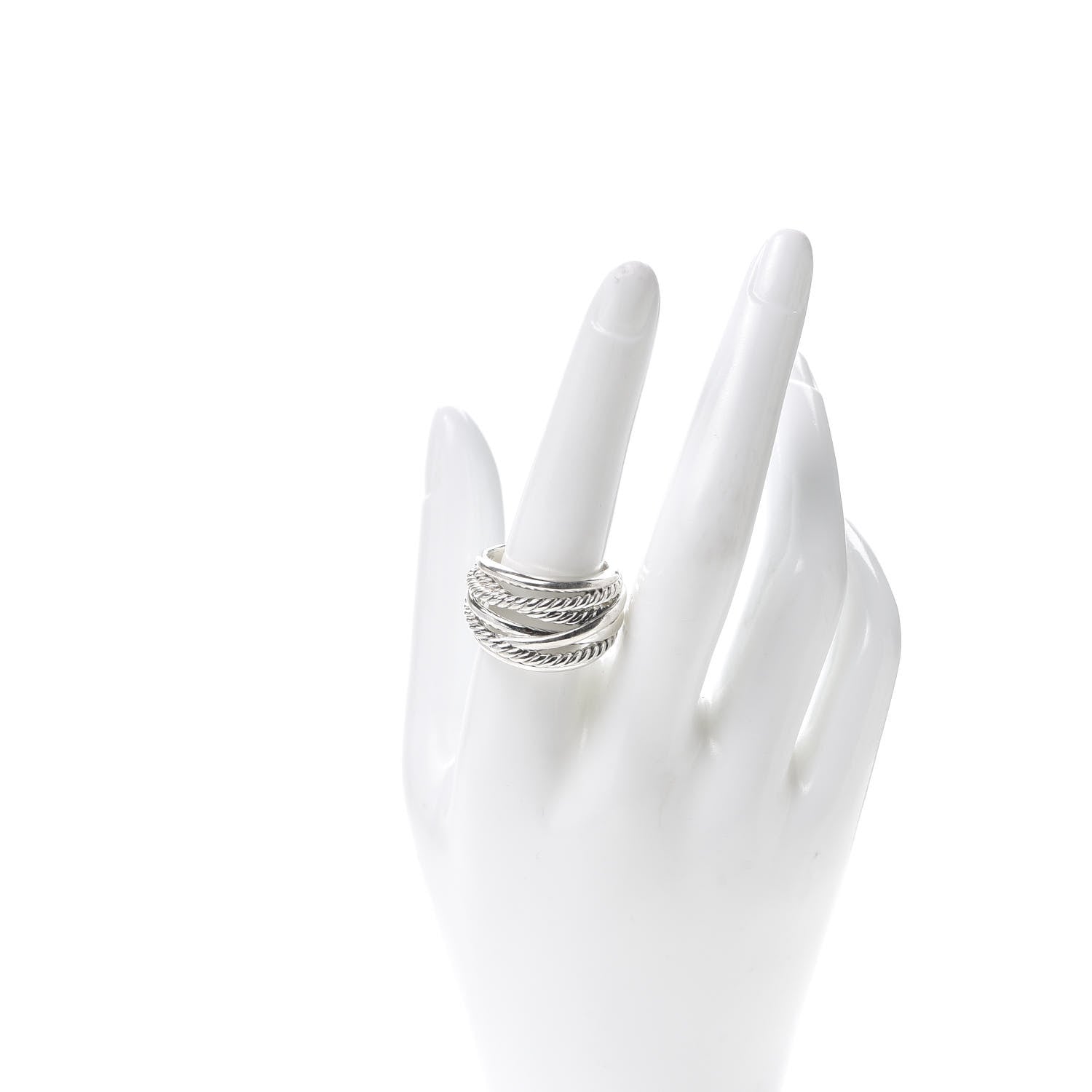 David Yurman Sterling Silver 18mm Wide Crossover Cable Ring 60 9 2 of 4