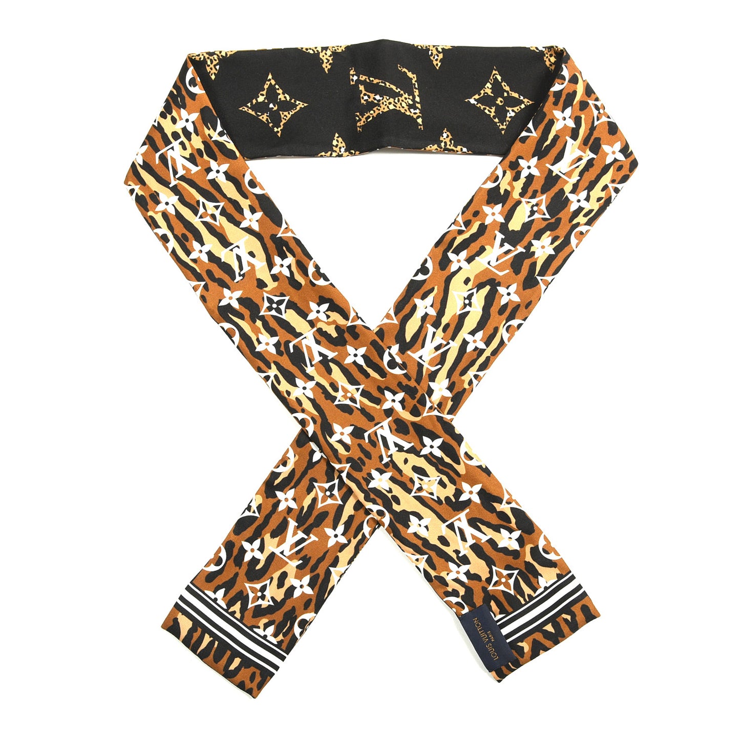Silk Monogram Giant Jungle Bandeau Black