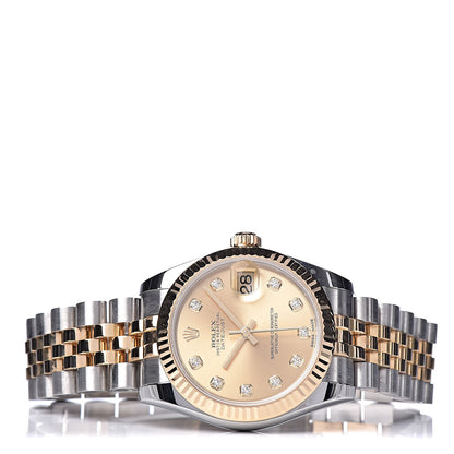 Rolex Stainless Steel 18K Yellow Gold Diamond 31mm Oyster Perpetual Datejust Watch Champagne 178273 3 of 10