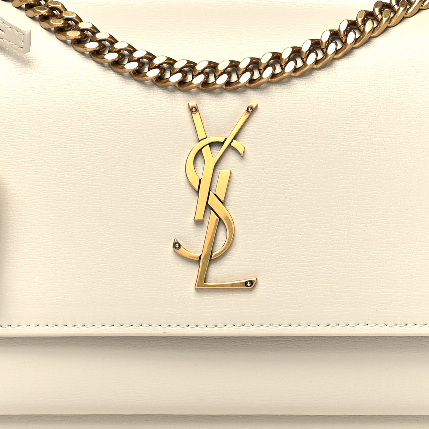 Saint Laurent Calfskin Medium Monogram Sunset Blanc Vintage 7 of 9