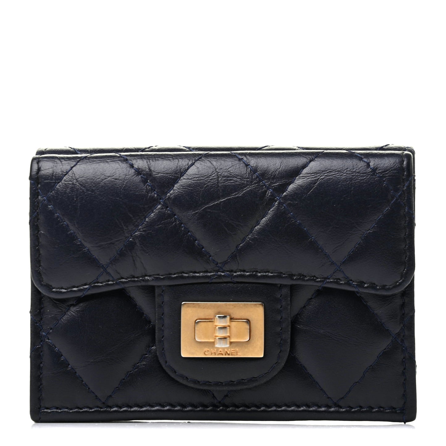Aged Calfskin Quilted Reissue Compact Wallet Navy