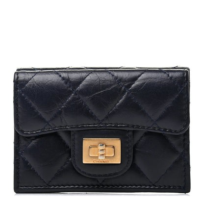 Chanel Aged Calfskin Quilted Reissue Compact Wallet Navy 1 of 8