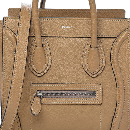 Celine Drummed Calfskin Nano Luggage Dune 9 of 9