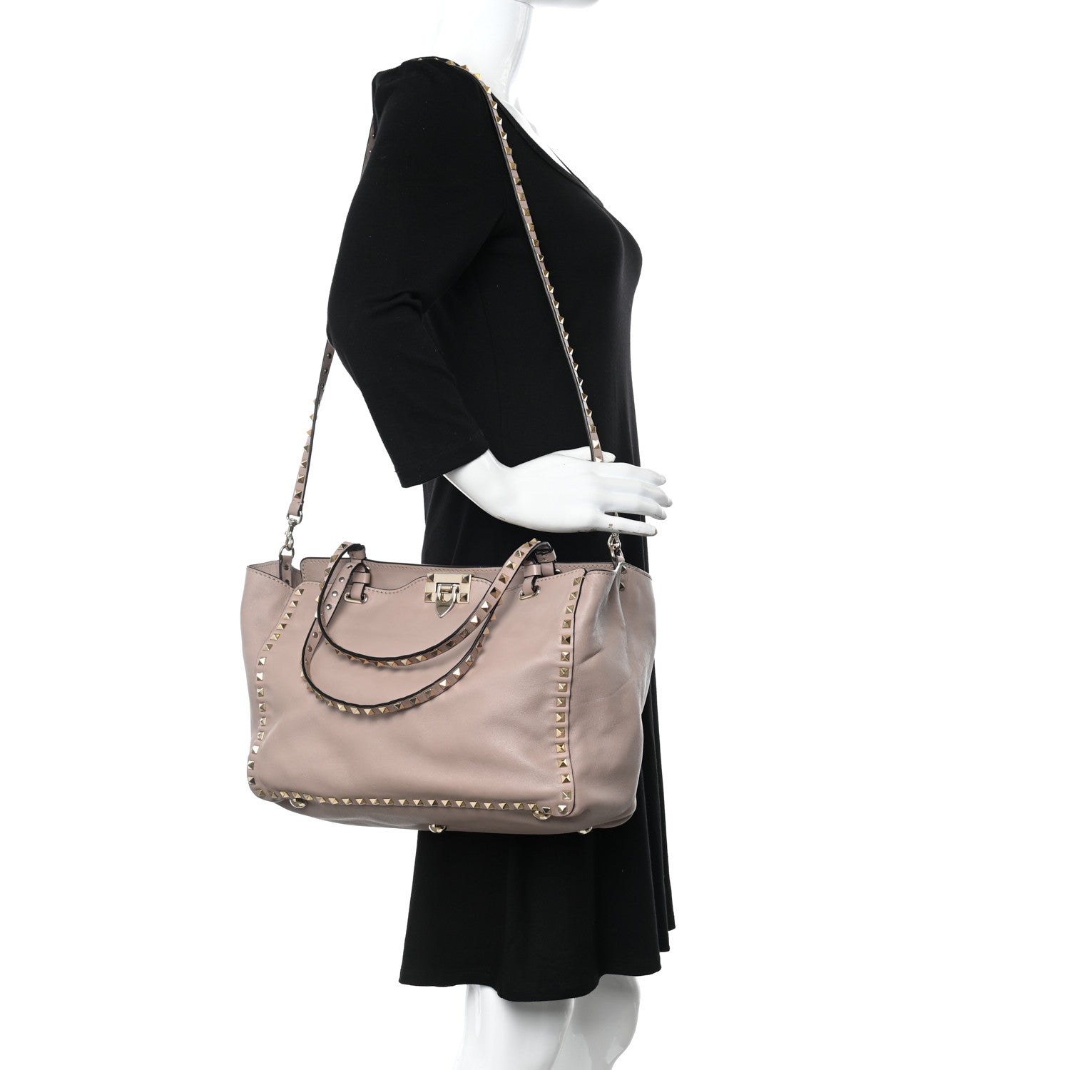 Valentino Garavani Vitello Medium Rockstud Tote Poudre 2 of 15