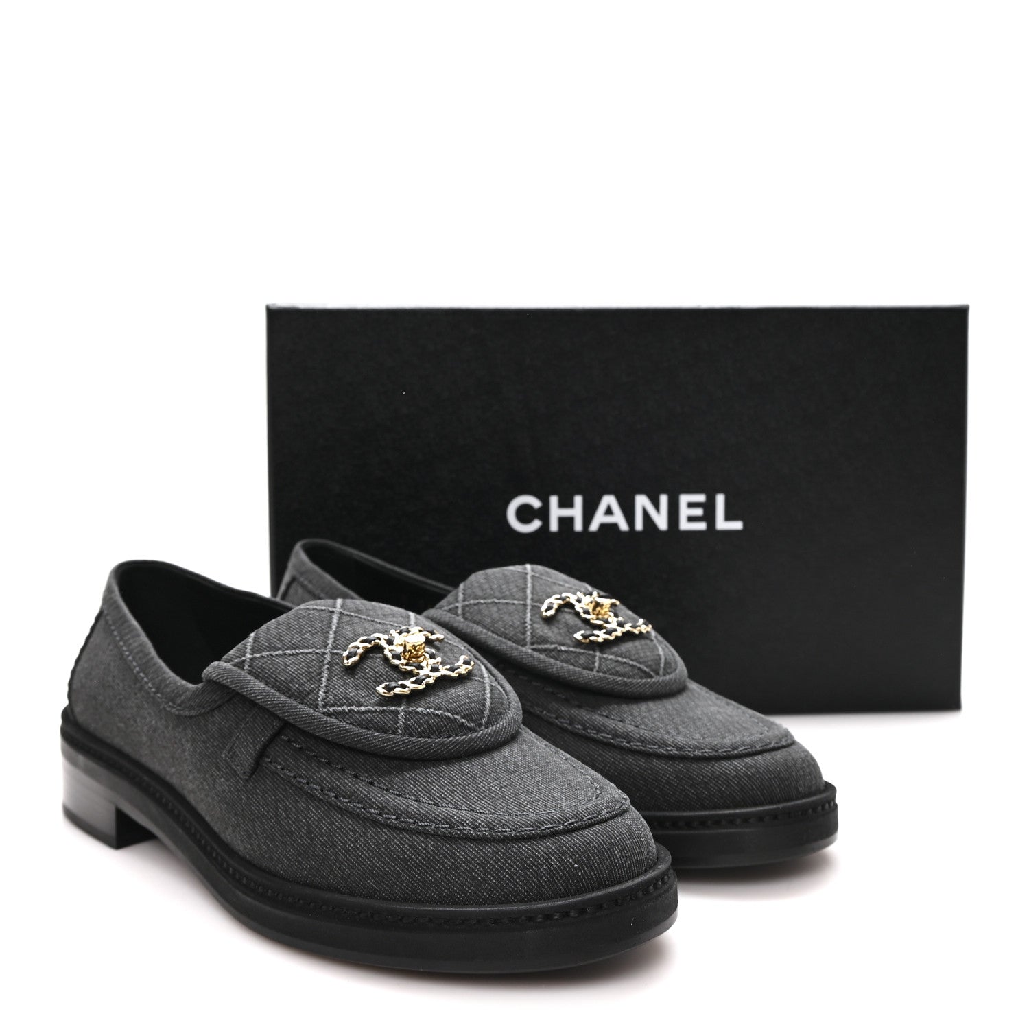 Chanel Cotton CC Turnlock Moccasins 37 Black 10 of 10