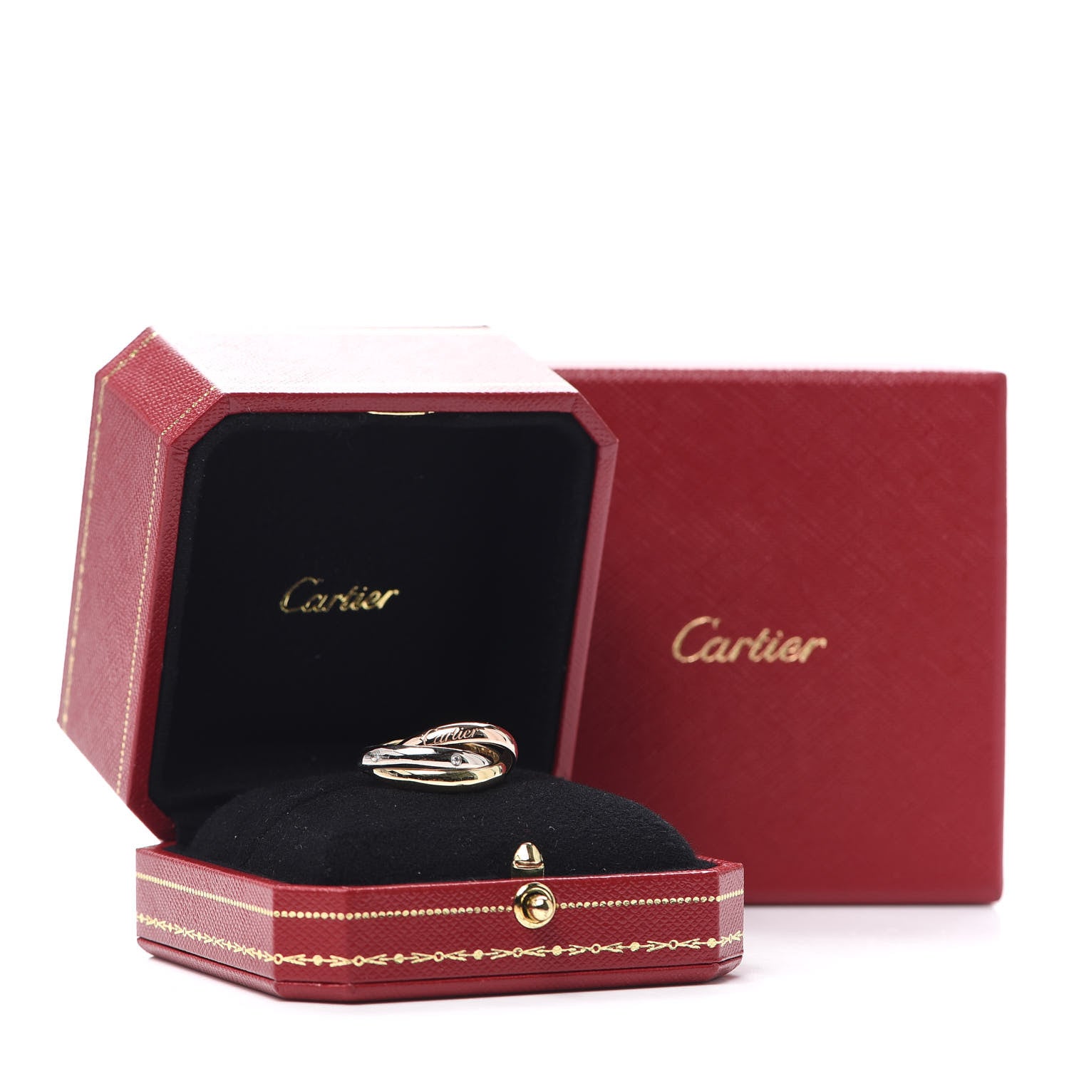 Cartier 18K Pink Yellow White Gold Diamond Trinity Ring 52 6 6 of 6